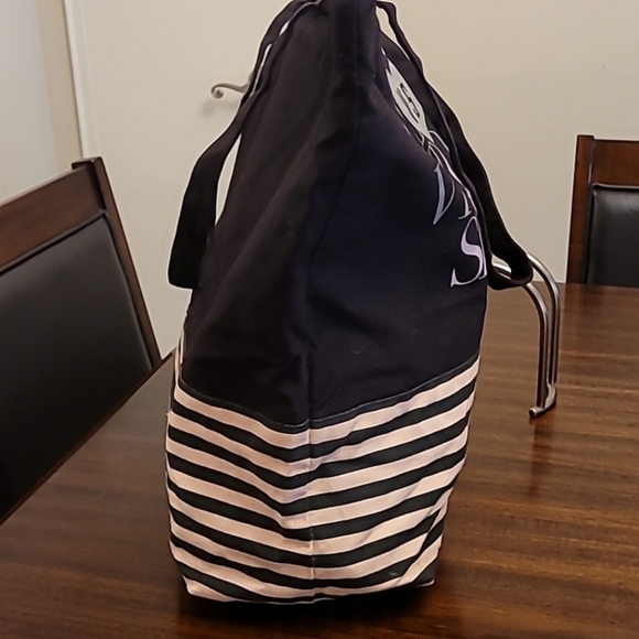 Victoria’s Secret | XL Tote Bag I Love VS Black Pink Striped | Zipper to close - Picture 11 of 14